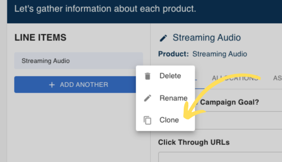Cloning Line Item