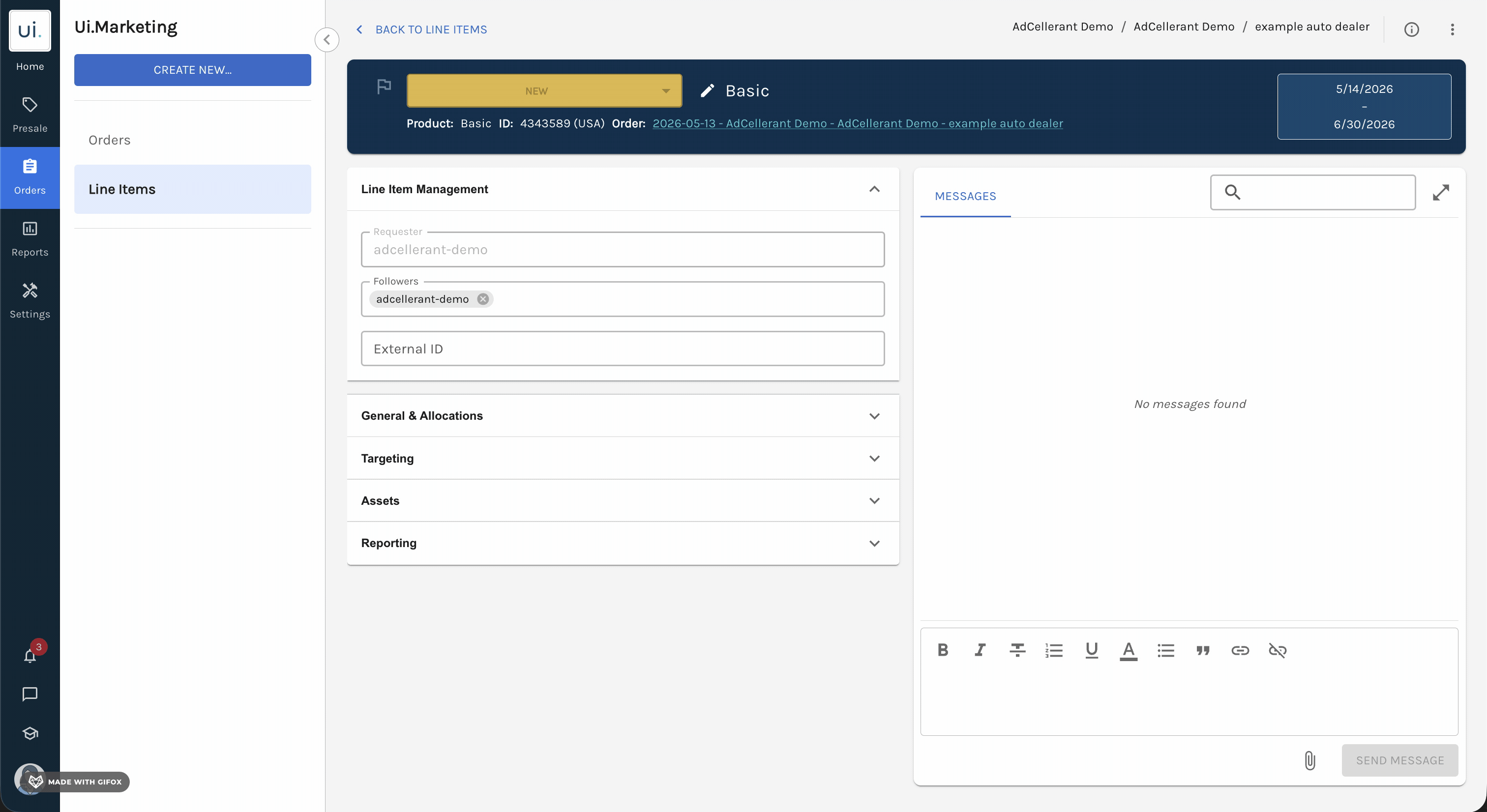 line item partner metadata