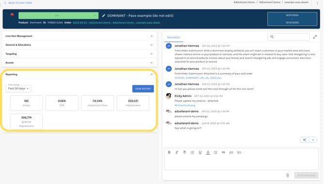 line item details pacing