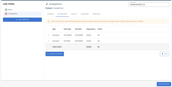 order validation error